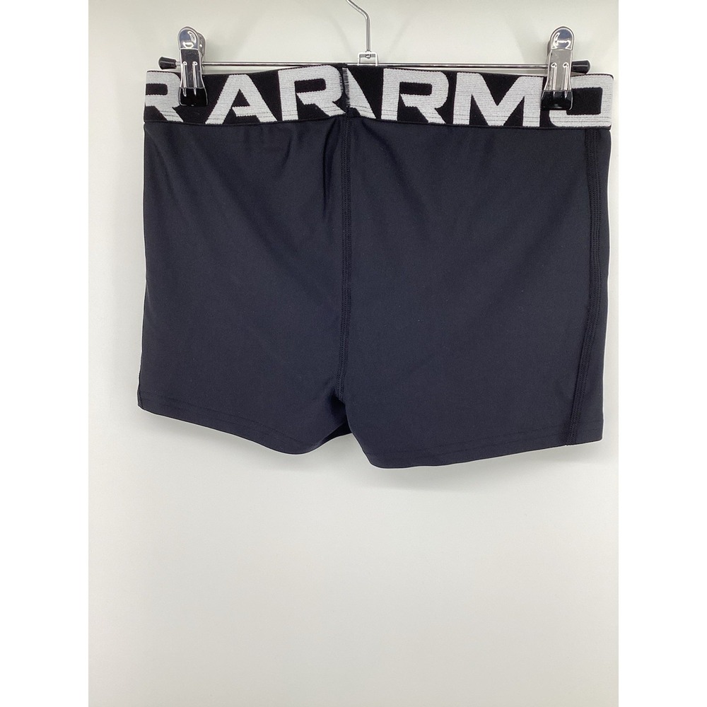Girls Under Armour Heatgear Shorty Compression Shorts Large YL Black/white - Picture 3 of 5